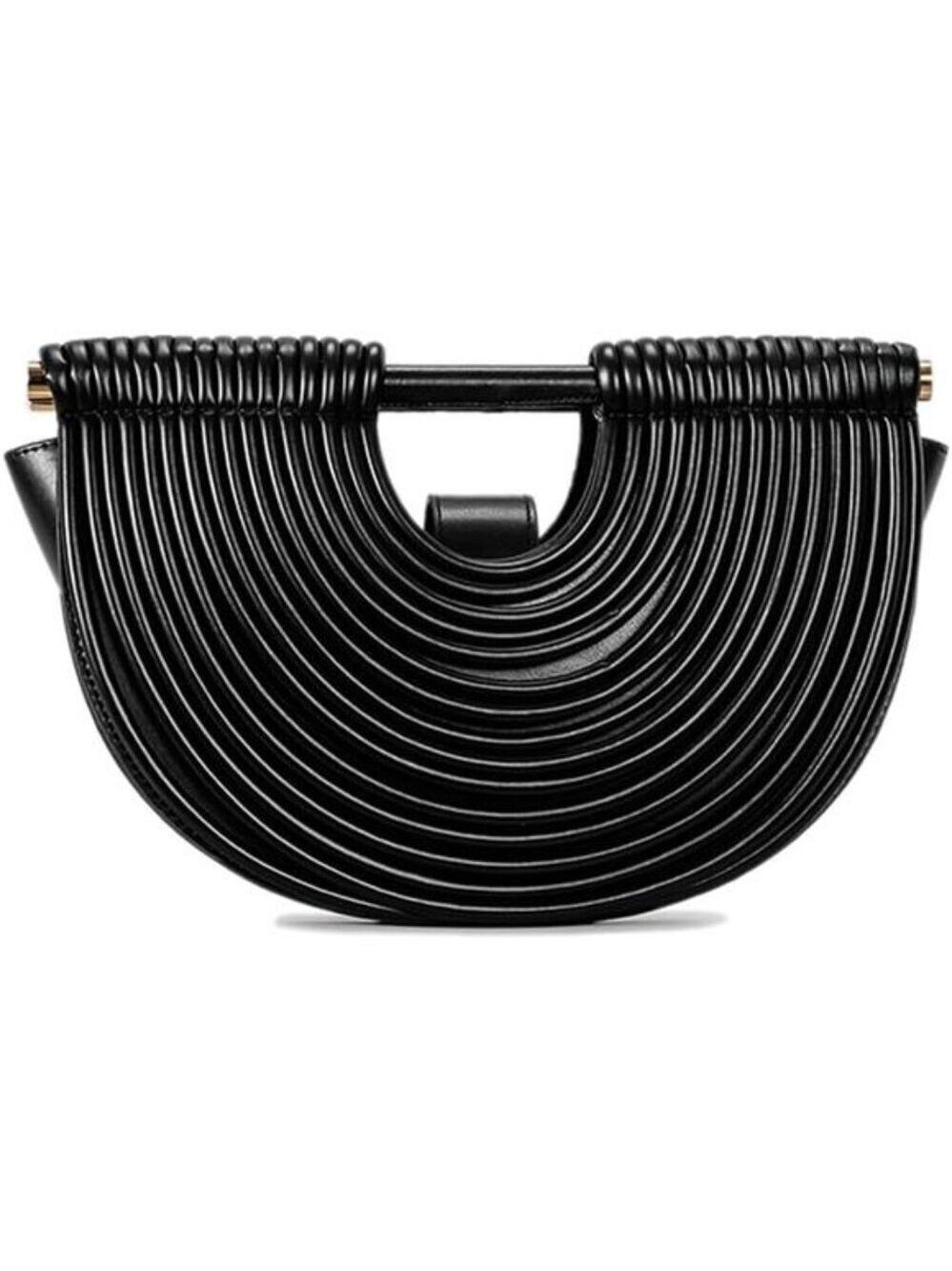 Half Round Woven Clutch Purse PU Leather Evening Wedding Party Handbag for Women